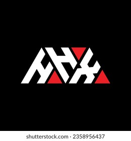 HHX triangle letter logo design with triangle shape. HHX triangle logo design monogram. HHX triangle vector logo template with red color. HHX triangular logo Simple, Elegant, and Luxurious design.
