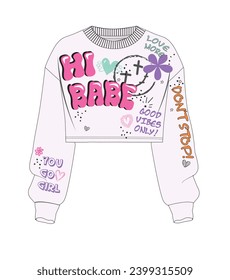 Hi Babe graffiti fashion trend slogan vector illustration for textile and other uses