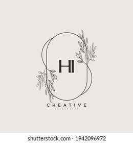 HI Beauty Vektor erste Logo-Kunst, Handschrift Logo der ersten Signatur, Hochzeit, Mode, Jewerly, Boutique, Blumen und botanisch mit kreativen Vorlage für jedes Unternehmen oder Unternehmen.
