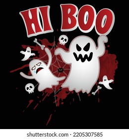 Hi Boo Halloween Day vector t-shirt design that are perfect for coffee mug, poster, pillow cover, Canvas design.