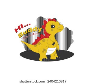 hi buddy character with dinosaur for print, banner, poster and background