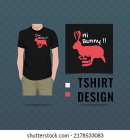 Hi bunny t shirt in black design vector illustration