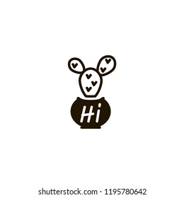 Hi! cactus potted icon vector illustration. Welcome for website