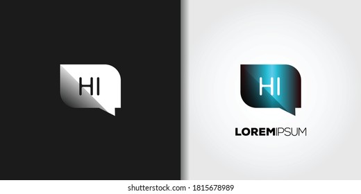 hi chat logo template set vector