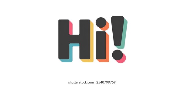 HI! creative banner,minimalistic flat vector illustration,plain background