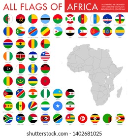 Hi detail vector Flat buttons with all African flags