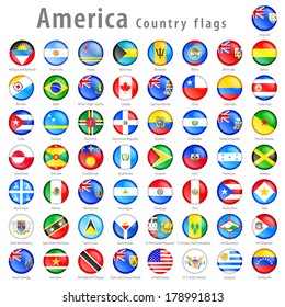Hi detail vector shiny buttons with all American Country flags. Every button is isolated on its own layer 