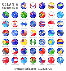 Hi detail vector shiny buttons with all Oceania flags. Every button is isolated on it's own layer