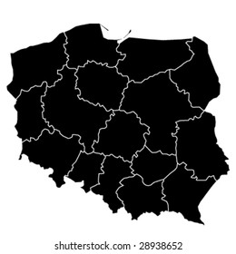 hi detailed black vector map of poland, version 2