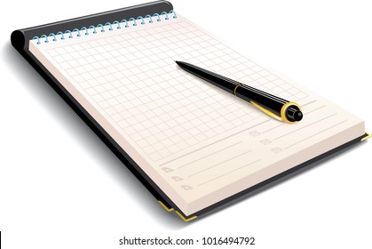 Hi detailed isolated notebook with pen and a pack of cigarettes