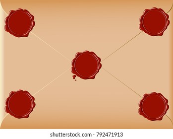 Hi detailed postal envelope with wax seals