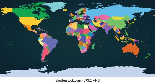 Hi detailed quality full world map globe texture. Vector illustration in layers with country names.