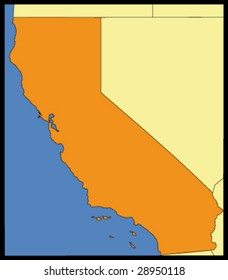 hi detailed vector map of california, usa