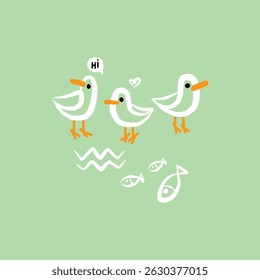 hi pato doodle vetor set