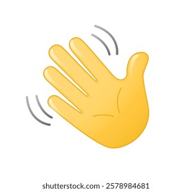 Hi emoji. Cartoon Gesture Icon. Hello, greating symbol. Open outstretched showing five fingers, extended in greeting. Vector illustration on white background