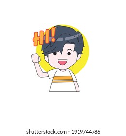 Hi Expression Illustration Charakter Chibi Aufkleber Vektor