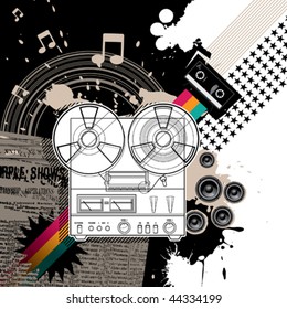 Hi Fi stereo artistic background. Vector illustration.