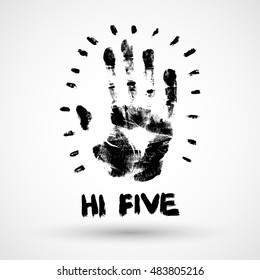 Hi Five grunge illustration.