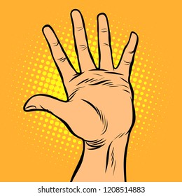 Hi Five Hand Gesture. Comic Cartoon Pop Art Retro Vector Illustration Drawing