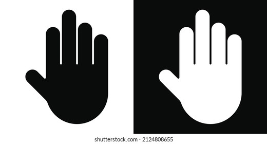 Hi Five Icon Logo Minimalist, Stop Hand Vector Black And White