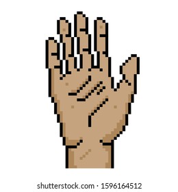 Hi five with pixel art style. Finger counting "five" pixel art style. eps 10