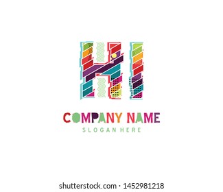 HI Full color initial logo vector