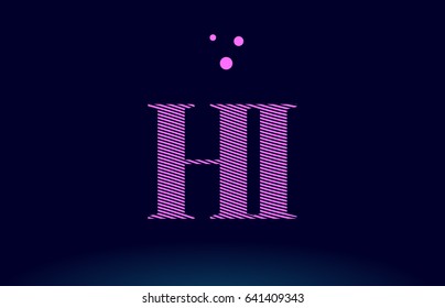 hi h i alphabet letter logo pink line stripes magenta purple blue font creative text dots company vector icon design template