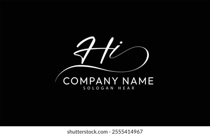  HI I H initial signature logo template vector