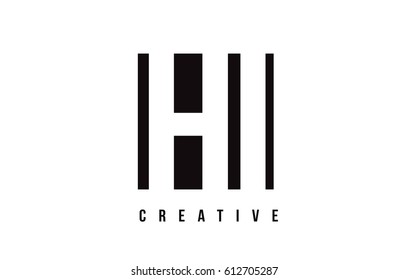 HI H I White Letter Logo Design with Black Square Vector Illustration Template.