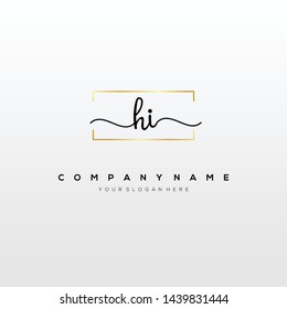 HI handwriting initial logo template vector.