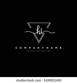 HI handwriting initial logo template vector.