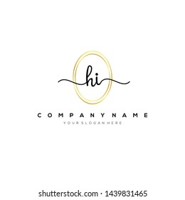 HI handwriting initial logo template vector.