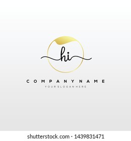 HI handwriting initial logo template vector.