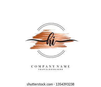 HI handwriting initial  logo vector