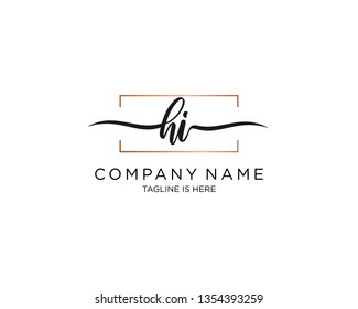 HI handwriting initial  logo vector