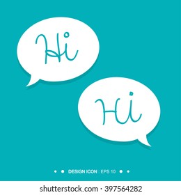 "Hi" Handwritten balloon speech 4 great for any use. Vector EPS10.