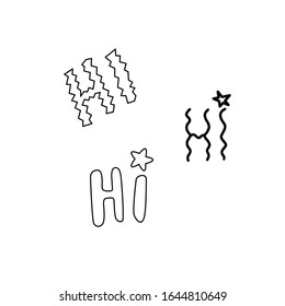 HI - handgeschriebene Kalligrafie-Vektorillustration-Illustration. Schwarze Schrift, Design-Element, Symbol