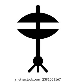 Hi hat cymbal solid icon. Drum vector illustration isolated on white. Musical instrument glyph style design, designed for web and app. Eps 10