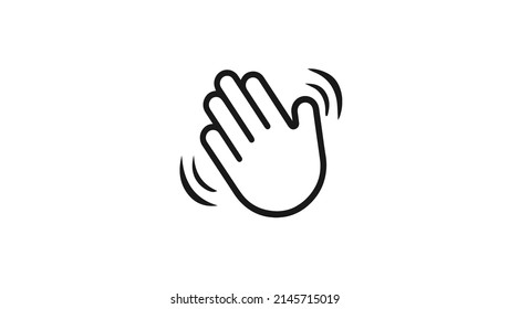 Hi or Hello gesture icon in modern trendy design isolated on white backhground. Vector illustration of waving hand gesture.