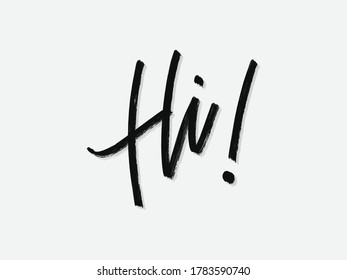 hi, hello, greeting. Hand written lettering isolated on white background.Vector template for poster, social network, banner, cards.	