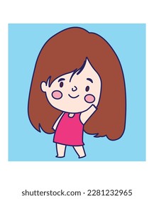 Hi, Hello, Woman Waving Hand, Welcome. Hand drawn style vector design illustrations.