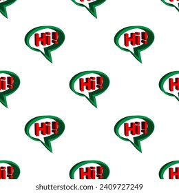 Hi Icon Seamless Pattern, Hello Icon, Greeting, Friendly Greeting, Attention Attract Gesture Vector Art Illustration