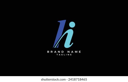 HI, IH, Abstract initial monogram letter alphabet logo design