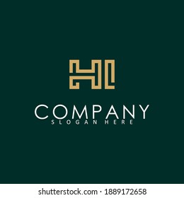 hi or ih and h or i Letter Initial Logo Design, Vector Template