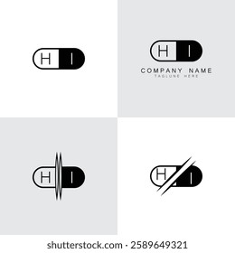 HI, IH,I, H abstract letters logo monogram
