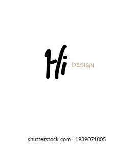 Hi Initial handwriting or handwritten logo for identity with beauty monogram and elegant logo design