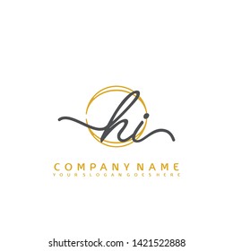 HI Initial handwriting logo concept