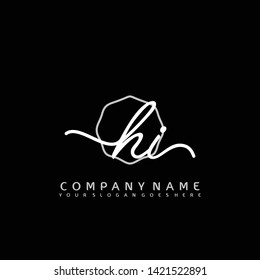 HI Initial handwriting logo concept