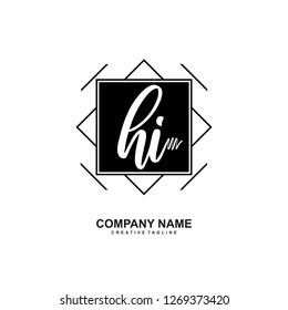 HI Initial Handwriting Logo Template Vector