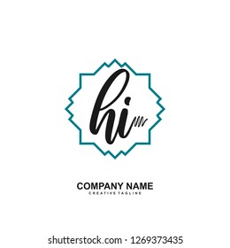 HI Initial Handwriting Logo Template Vector